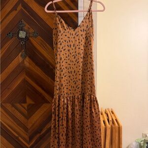 Tyche Brown and Black Midi Dress